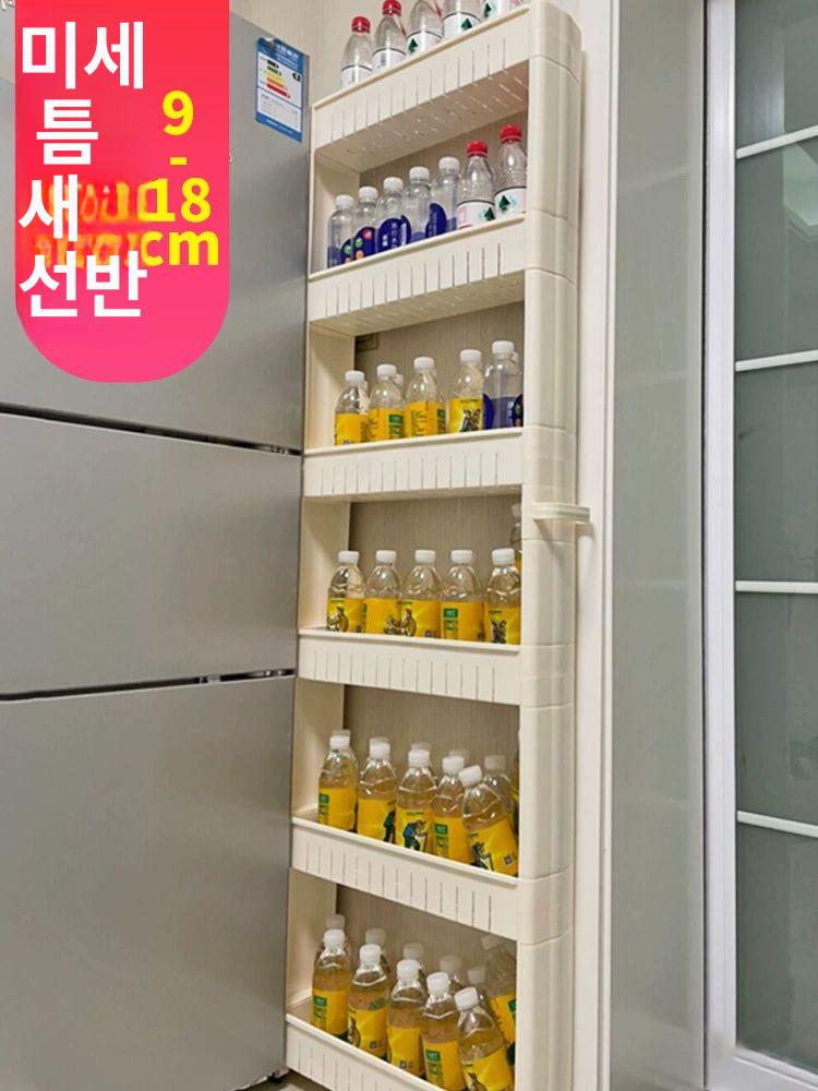 슬림 틈새장 수납장 공간활용 베란다 폭 좁은 인테리어 서랍 벽면 냉장고 틈새수납장 원목 - 상세 이미지 4