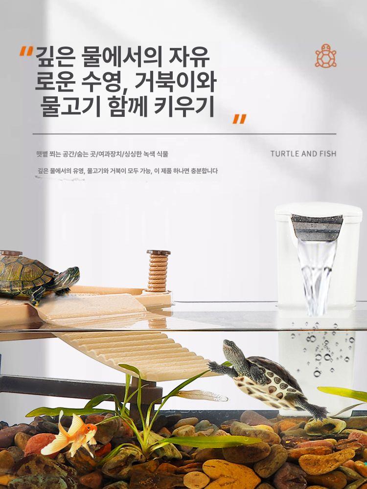 거북이 수조 수족관 풀세트 반수생 집 물고기 배수 투명 오픈형 분리 키우기 거북이수조 - 상세 이미지 3
