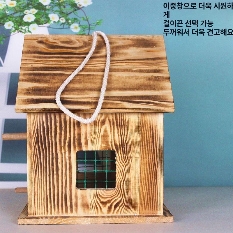 야외 새둥지 나무새집 우드 하우스 공원 조류 번식 인테리어 새장 내추럴 정원 앵무새 - 상세 이미지 2