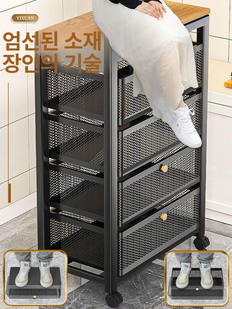 서랍형 수납장 트롤리 슬림 캐비닛 슬림한 슬라이딩 거실 틈새 바퀴달린 이동식 정리대 - 상세 이미지 3