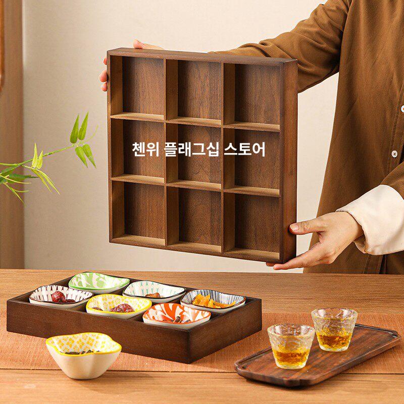 반찬 업소용 트레이 전통 격자 구절판 일식 멜라민 디저트 탕수육접시 플래터 - 상세 이미지 4