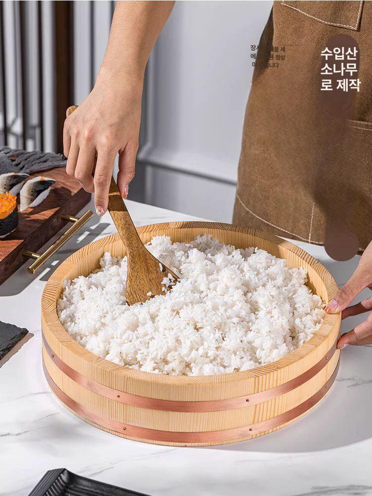 대형 항기리용기 초밥 나무통 삼나무 스시 원목 밥통 나무식기 일식집 대야 - 상세 이미지 3