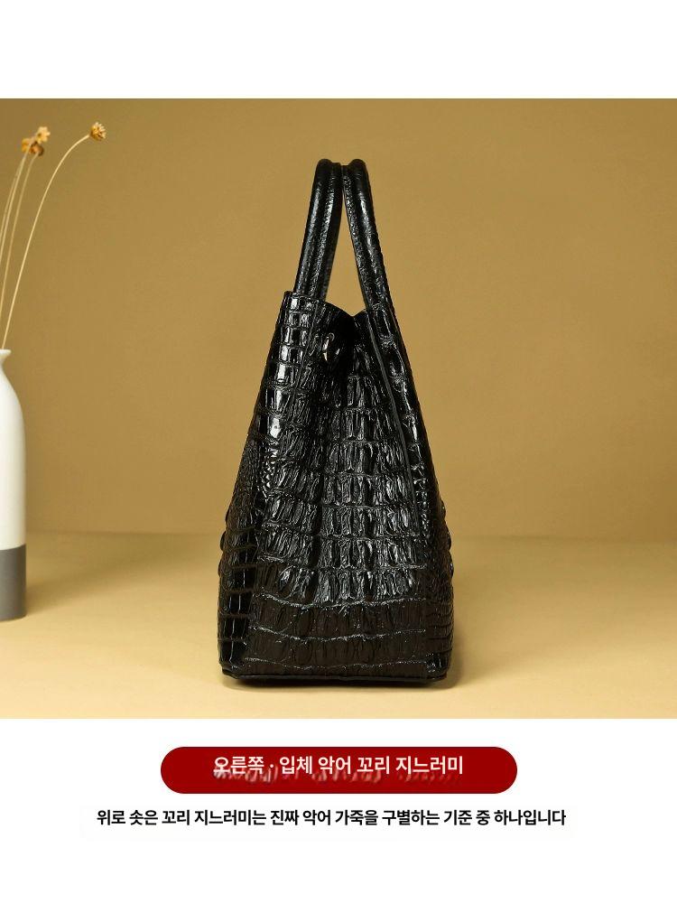 소가죽 여자서류가방 악어패턴 보험 가방 대용량 도트백 고급 - 상세 이미지 5