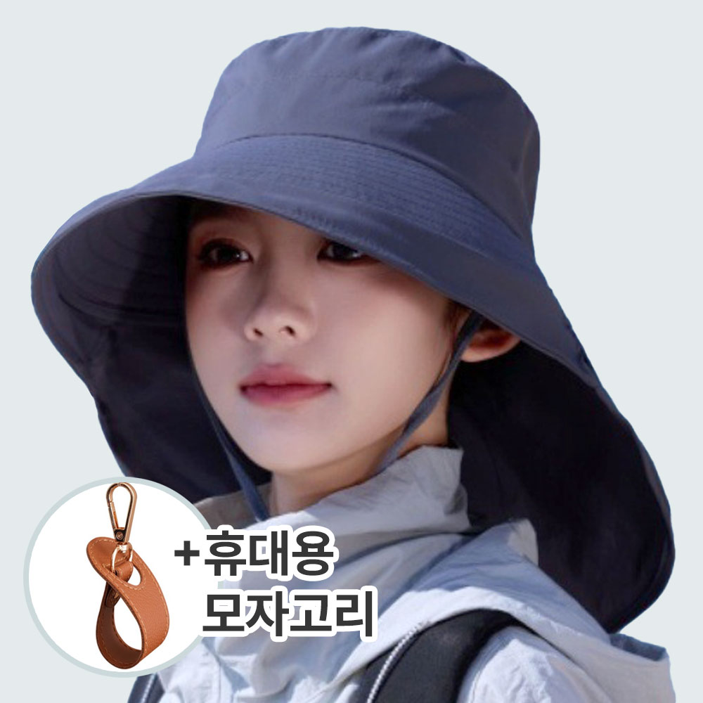 햇빛가리개 성인플랩캡 챙넓은 모자 자외선차단 물놀이 등산 경량 다크그레이 이미지 2