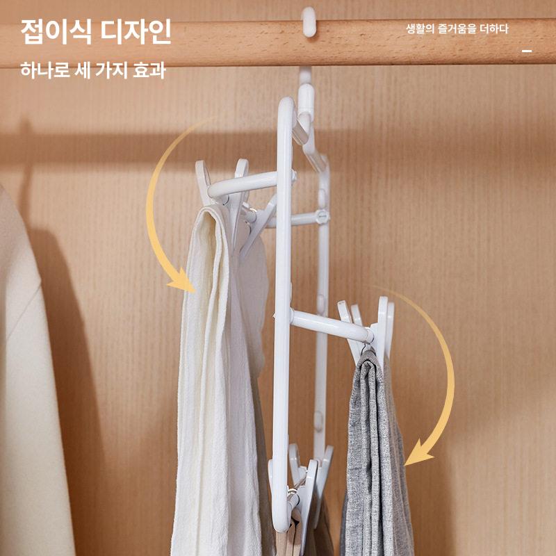 바지 걸이 집게 옷 정리대 치마 논슬립 멀티코팅 접이식 pvc 행거 - 상세 이미지 4