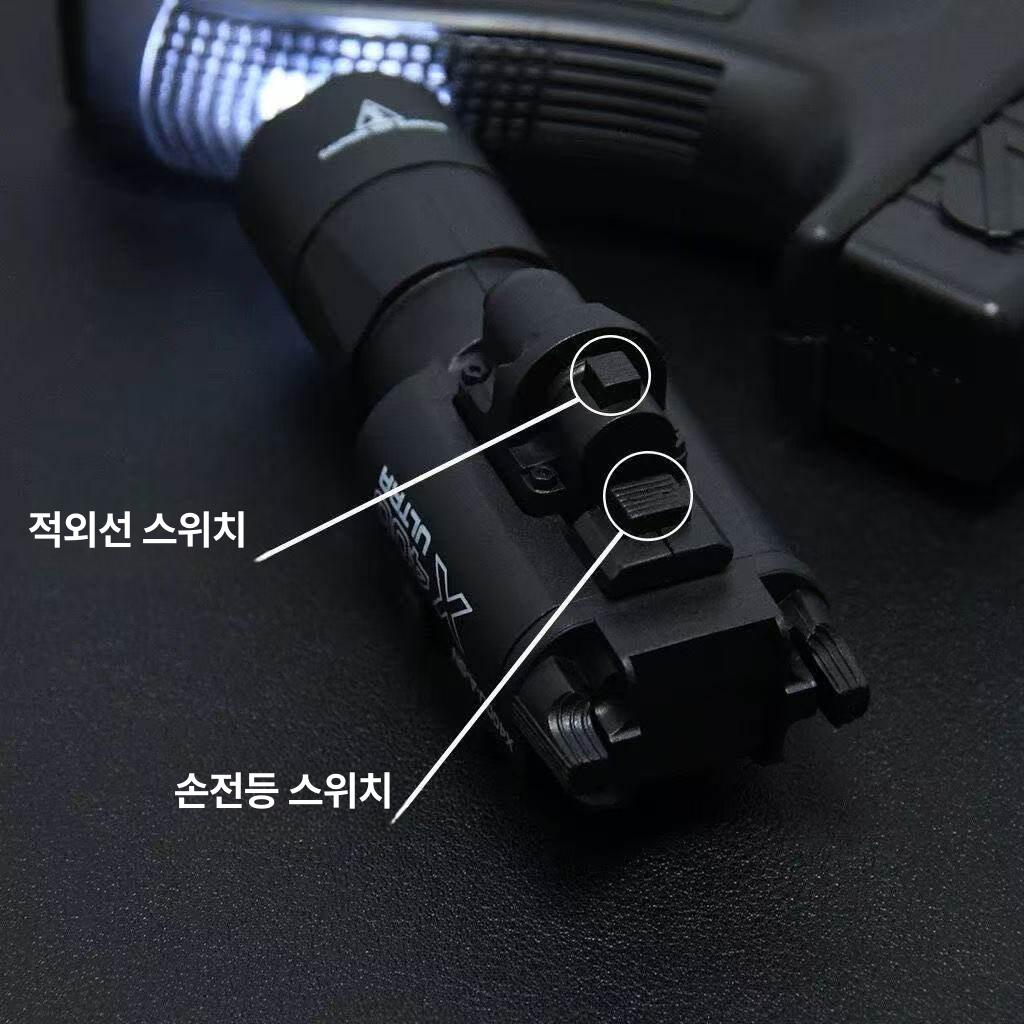 전술 라이트 x300u 권총 늑대 x300u권총 갈색 검정 레일 서바이벌 랜턴 - 상세 이미지 4