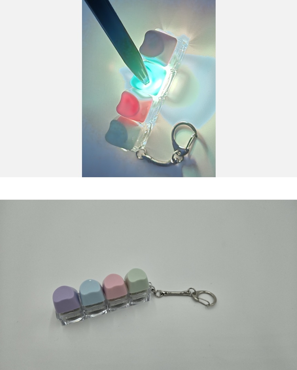 J2K LED 하트 키보드 키캡 키링 가방 열쇠고리 스트레스 해소 - 상세 이미지 3