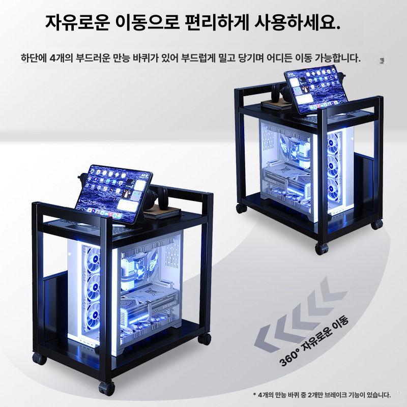 컴퓨터 본체 선반 블랙 수납 데스크탑 프린터 이동식 받침 트레이 - 상세 이미지 4