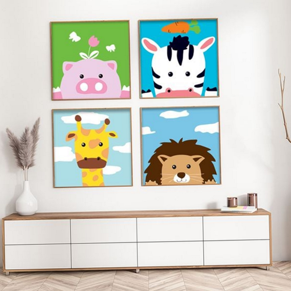 어린이 diy 유화 그리기 동물 diy 그림 그리기 캔버스 페인팅 - 상품 이미지