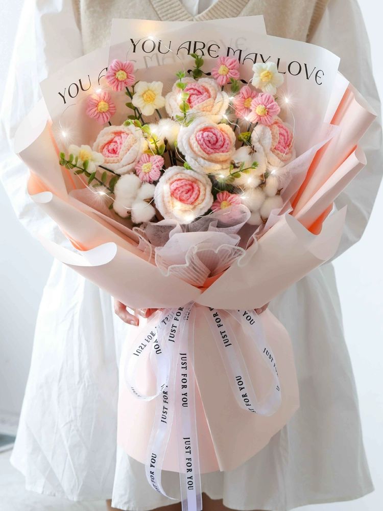 뜨개 꽃다발 니트 생일 장미 꽃선물 유치원 생일선물 뜨개꽃 인형꽃다발 어린이집 핸드메이드 - 상세 이미지 5