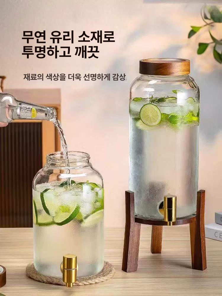 카페물통 디스펜서 물병 수도꼭지 유리병 워터 쥬스 냉장고 대용량 주스 저그 뷔페 - 상세 이미지 4