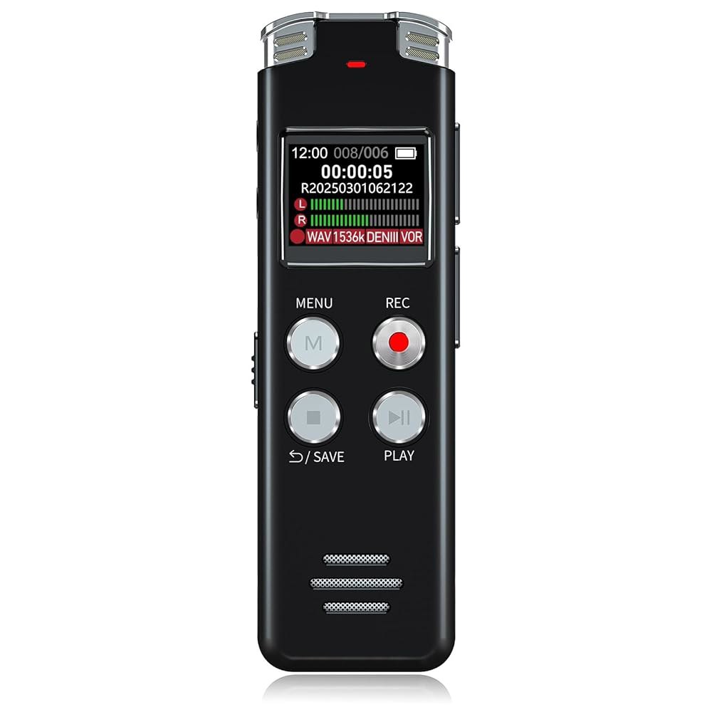재생 기능이 있는 64GB 디지털 음성 녹음기 강의 회의 인터뷰를 위한 활성화 녹음기 - EVISTR 딕타폰 녹음 장치 테이프 휴대용 미니, USB 오디오 녹음기, MP3 64GB - 상품 이미지
