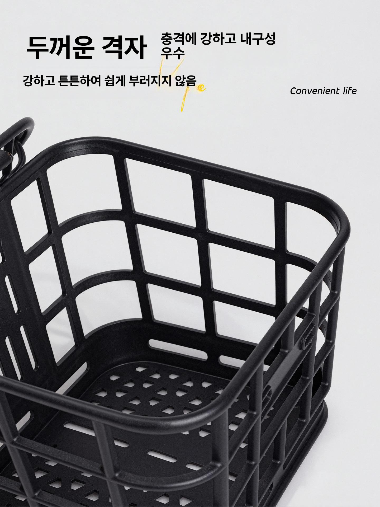 전기자전거 앞바구니 바구니 수납 자전거 방수 배달 pp 수납 정리 철제 스텐 퀵릴리즈 고정 - 상세 이미지 3