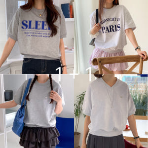 1+1 여성 여름 준비 기획전 반팔 맨투맨 무지 베이직 브이넥 출근룩 데... 착용 후기 | 사이즈/핏 총정리 - 상품 이미지 1