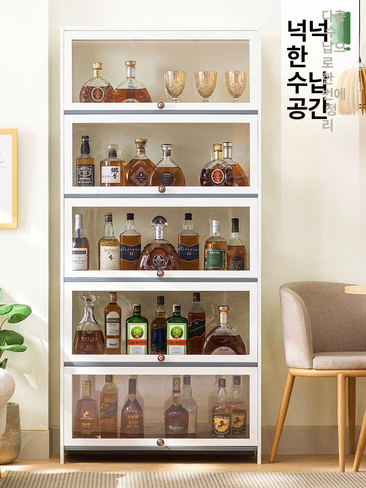 술 장식장 거실 인테리어 와인 진열 수납장 위스키 가정용 유리 - 상세 이미지 4