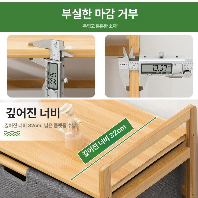 3단 세탁 바구니 수납 원목 통기성 이동식 화장실 - 상세 이미지 4
