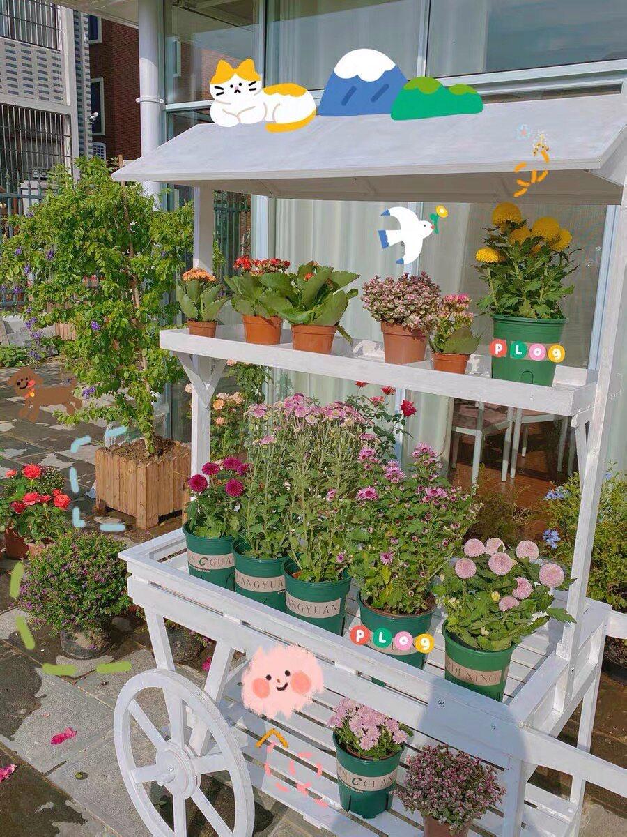 화분 마차 꽃 수레 정원 카페 마당 꾸미기 엔틱 원목 - 상품 이미지