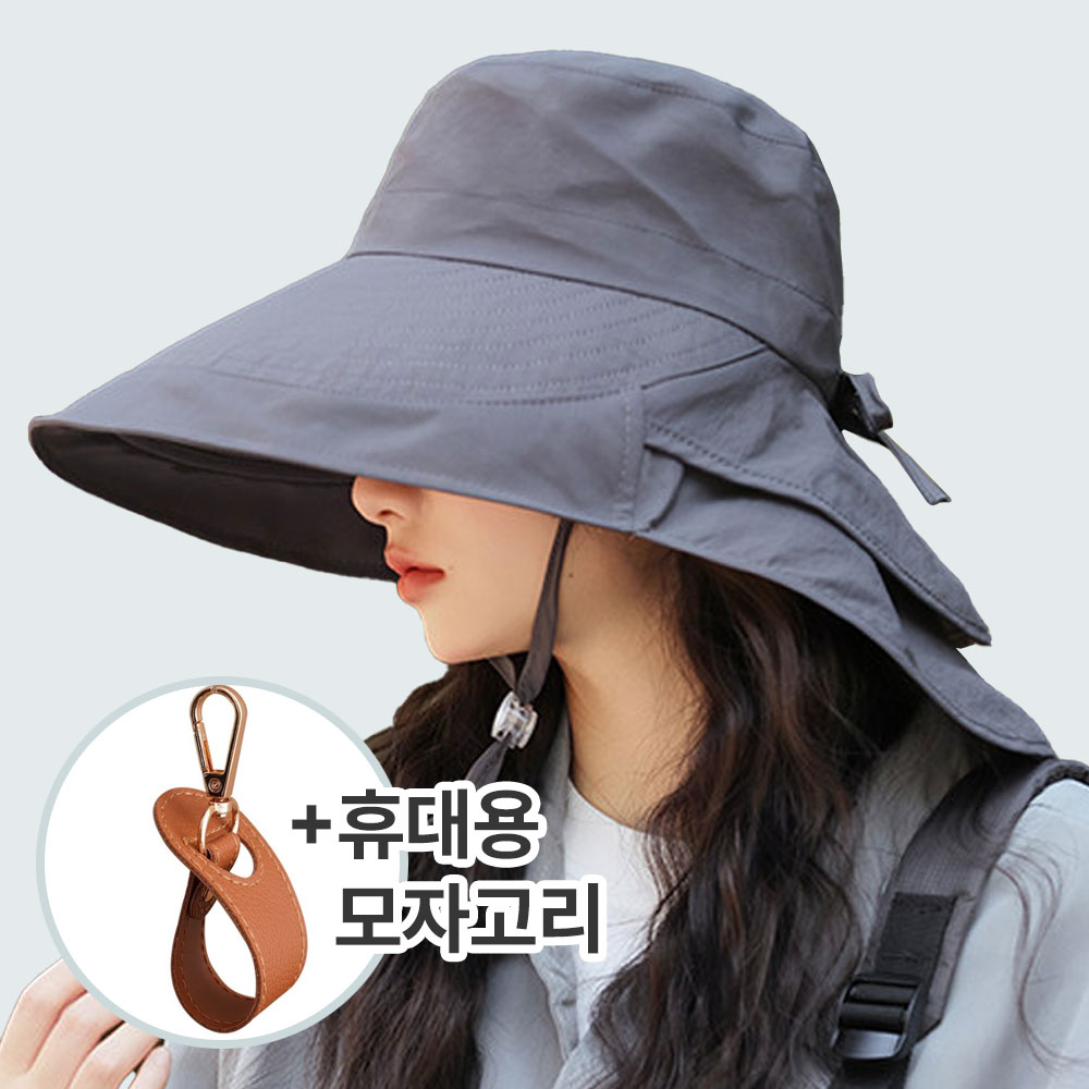 햇빛가리개 성인플랩캡 챙넓은 모자 자외선차단 물놀이 등산 경량 다크그레이 이미지 3