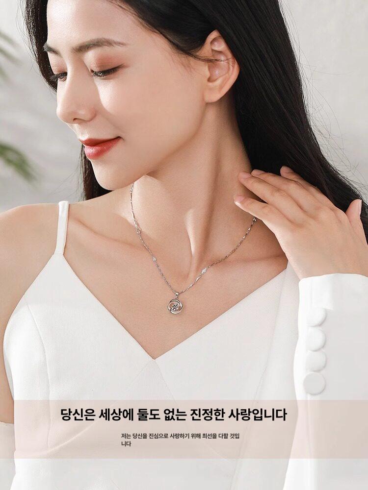 은 목걸이 여자 팬던트 큐빅 장식 - 상세 이미지 5