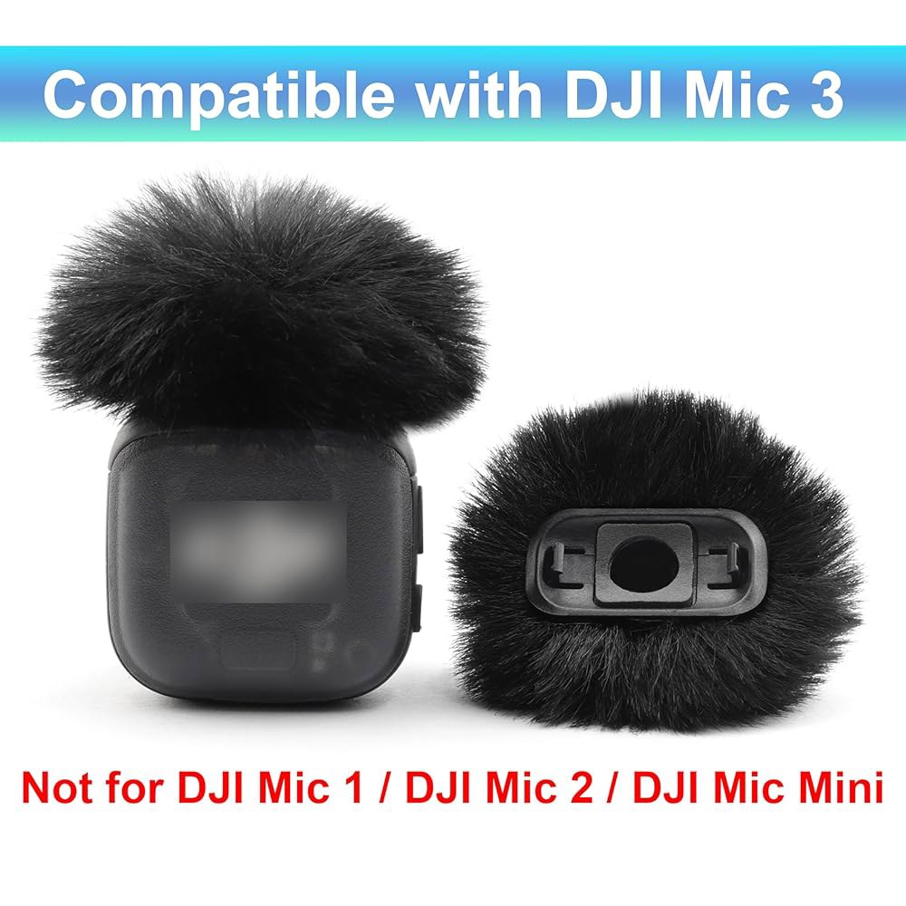 DJI 마이크 3 무선 교체용 LEFXMOHY 팝 필터, 블랙 퍼리 윈드스크린 머프(Dji Mic 1, 2, 미니 제외), 2팩 BLACK - 상세 이미지 2