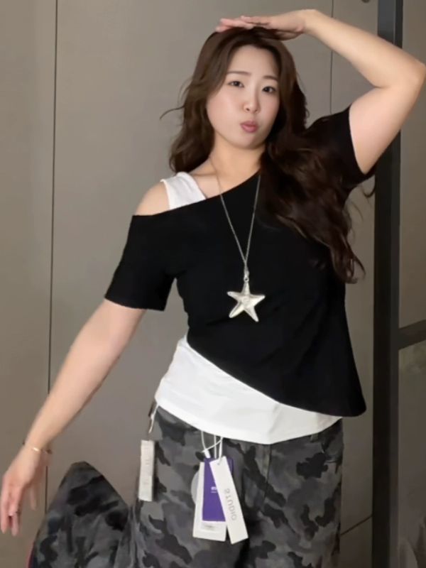 줌바 댄스복 티셔츠 오프숄더 스트라이프 라틴댄스복 줌바댄스 필라테스 여성 에어로빅복 밸리 - 상세 이미지 4