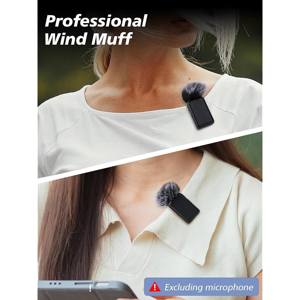 선몬 DJI 마이크 앞유리 털 폼 - 무선 커버 머프 팝 필터 소음 감소, 무선용 커버(2대) 2 PCS - 상세 이미지 2