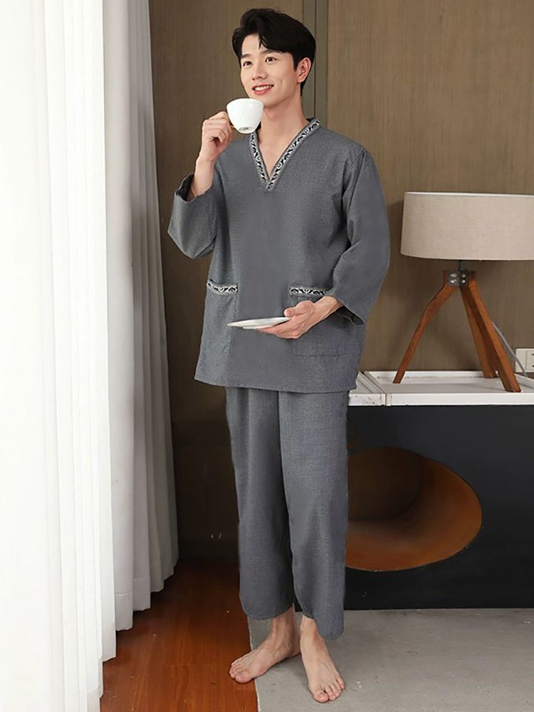 황토 찜질방옷 세트 상하복 긴팔 마사지 사우나복 한의원 여성 상하의 - 상세 이미지 3