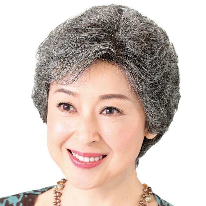 여자 중년 백발 회색 단발 곱슬머리 할머니 숏컷 가발 코스프레 공연 할매 통가발 볼륨 - 상세 이미지 3