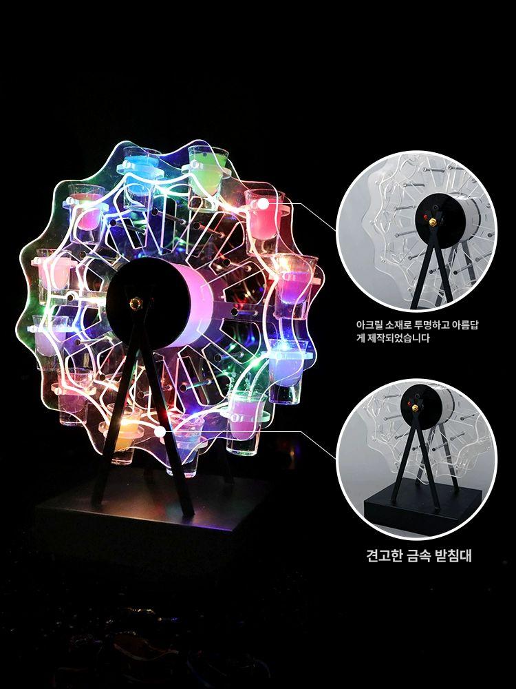 회전 술잔 홀더 LED 술관람차 코스터 바 선반 관람차 주점 빛나는 조명 술잔받침 - 상세 이미지 3