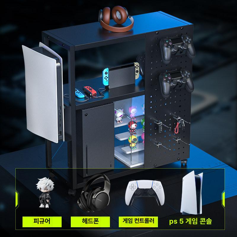 컨트롤러 수납 선반 이동식 거치대 브라켓 게임 검은색 정리 콘솔게임기 핸들선반 진열대 - 상세 이미지 4