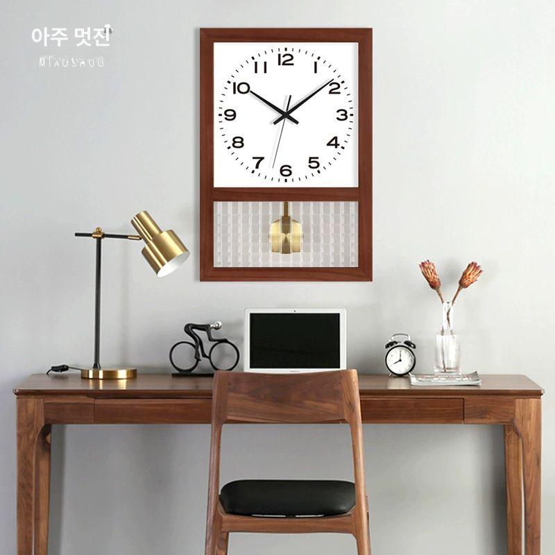 원목 벽시계 레트로 거실 앤틱 벽걸이 멜로디 사무실 디자인 우드 추 무소음 추시계 - 상세 이미지 4