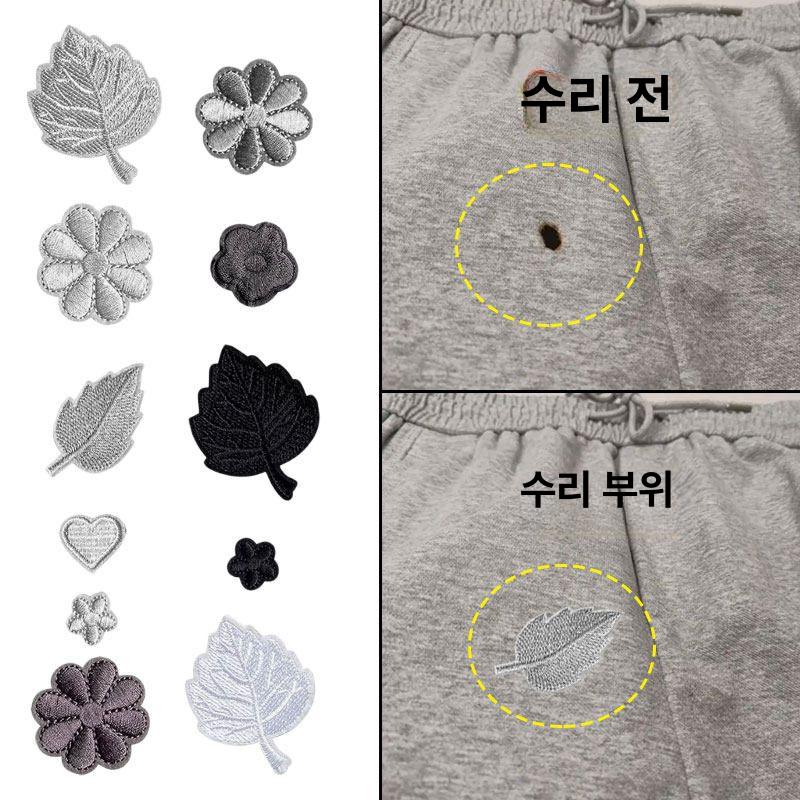 꽃 자수패치 패딩수선 와펜 브로치 스티커 블랙 블랙 하트 패치 4개 - 상세 이미지 2