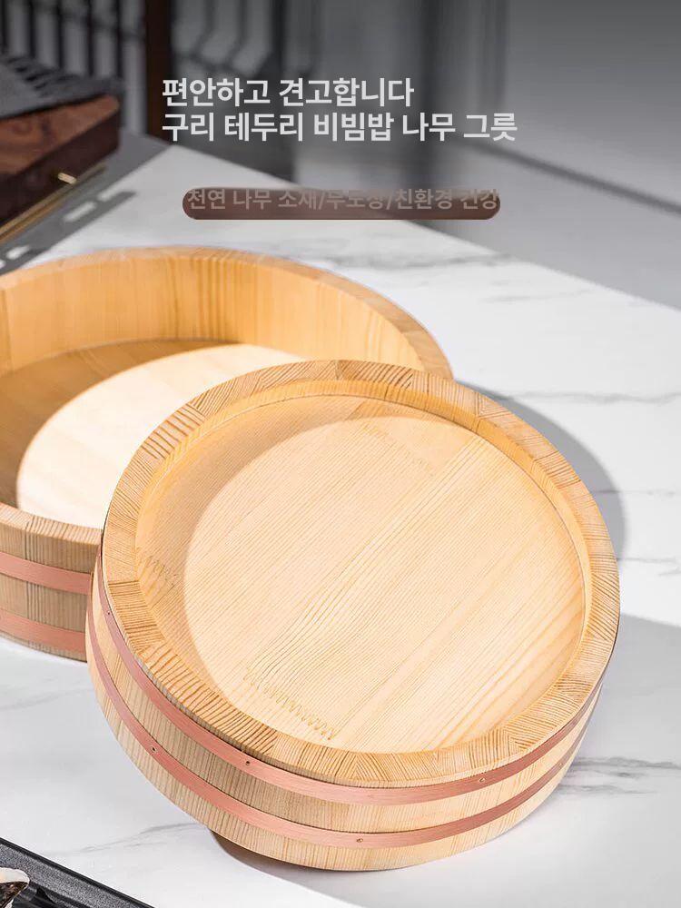 대형 항기리용기 초밥 나무통 삼나무 스시 원목 밥통 나무식기 일식집 대야 - 상세 이미지 4