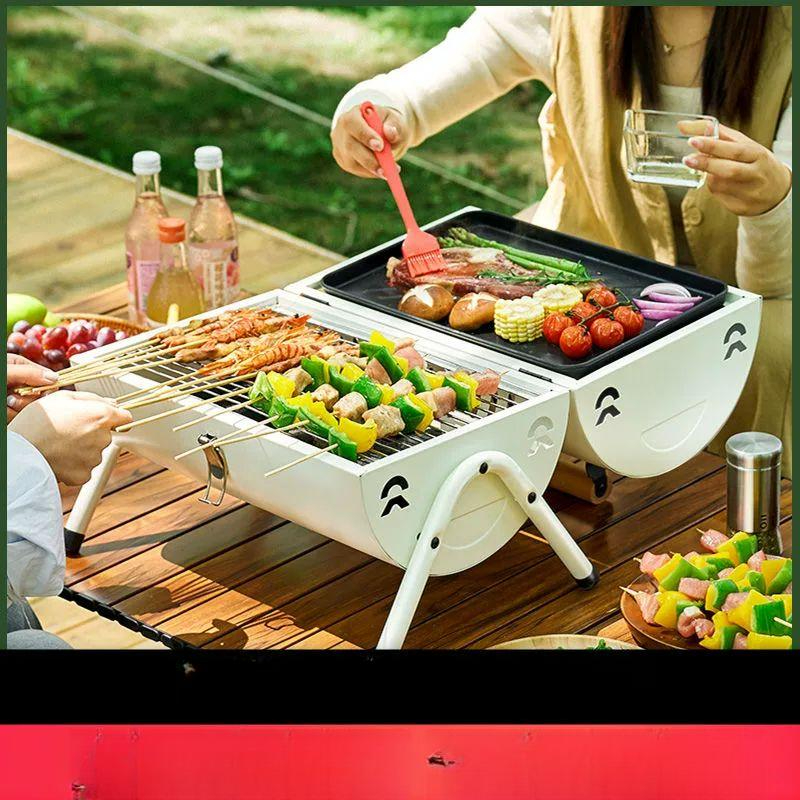고기불판 화이트 훈제 바비큐 그릴 직화구이 미니석쇠 바베큐용품 베스트캠핑 휴대용 - 상세 이미지 3