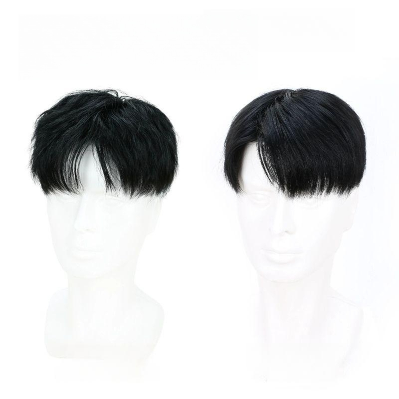 남자 가발 정수리 부착형 패션 남성용 원형 통가발 남성 헤어피스 바이오 천연 뚜껑 통기성 - 상품 이미지