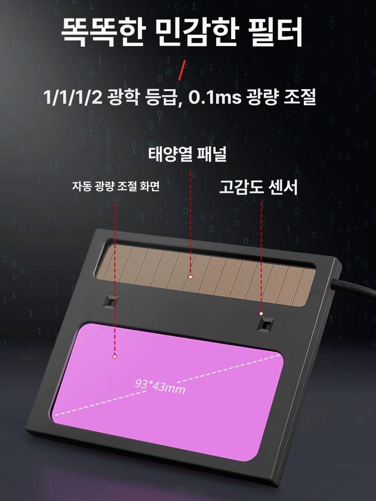 용접 헬멧 안전모 자동 트루 컷 투명도 용접기 그라인드용 다크닝 센서가 마스크 뷰 대형 - 상세 이미지 2