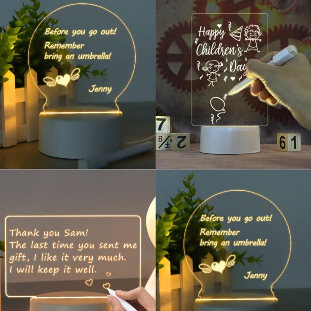 J2K LED 아크릴 메모판 무드등 네온사인 알림판 감성 홈데코 인테리어 - 상품 이미지