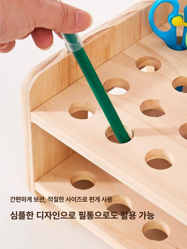 가위 보관함 꽂이 랙 펜 거치대 30구 미술도구 수납 블랙 트레이 서랍장 이동식 다용도 - 상세 이미지 4