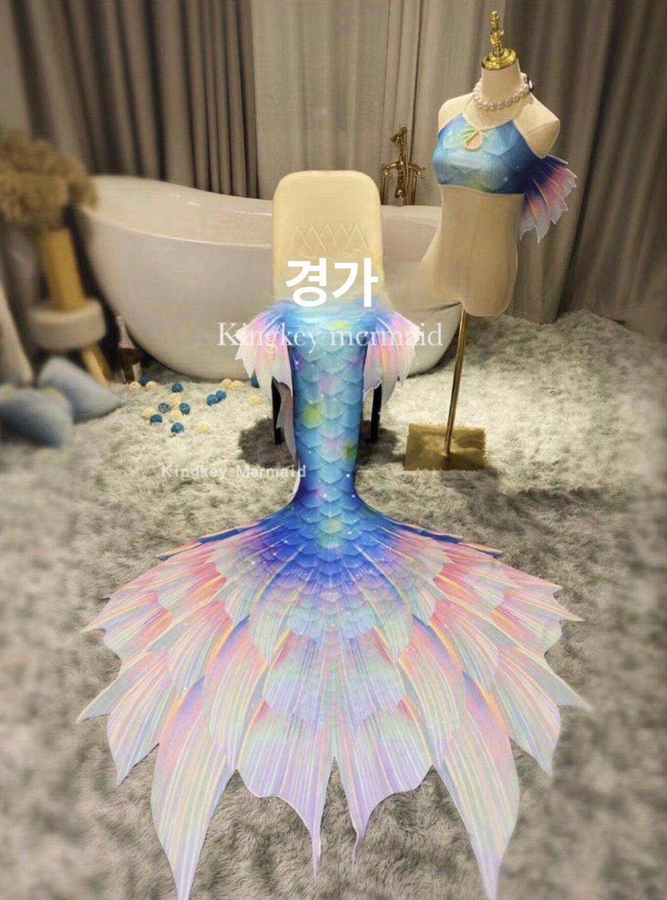 인어꼬리 수영복 머메이드 슬림핏 반짝이 화보 수중 수중촬영 인어 오리발 수영 세트 인어쇼 - 상세 이미지 5