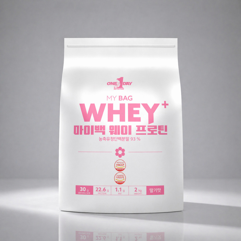 원데이뉴트리션 마이백 웨이프로틴 농축유청단백질 딸기맛 단백질 많은 음식 WPC 2kg - 상품 이미지