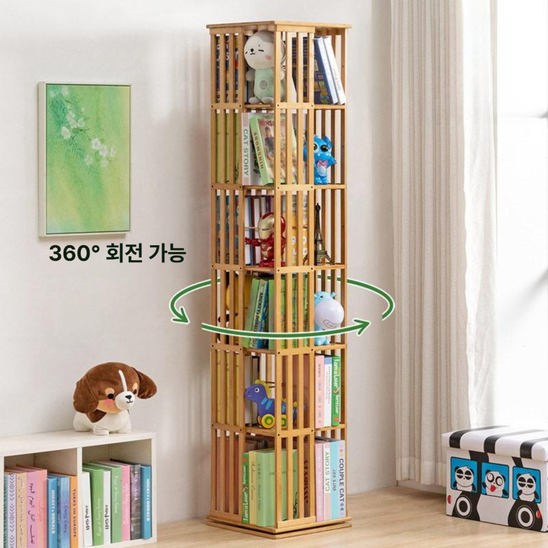 회전 책장 진열대 스탠딩 침실 책꽂이 틈새 정리대 북 서재 아크릴 북선반 회전책꽃이 철제 - 상세 이미지 3