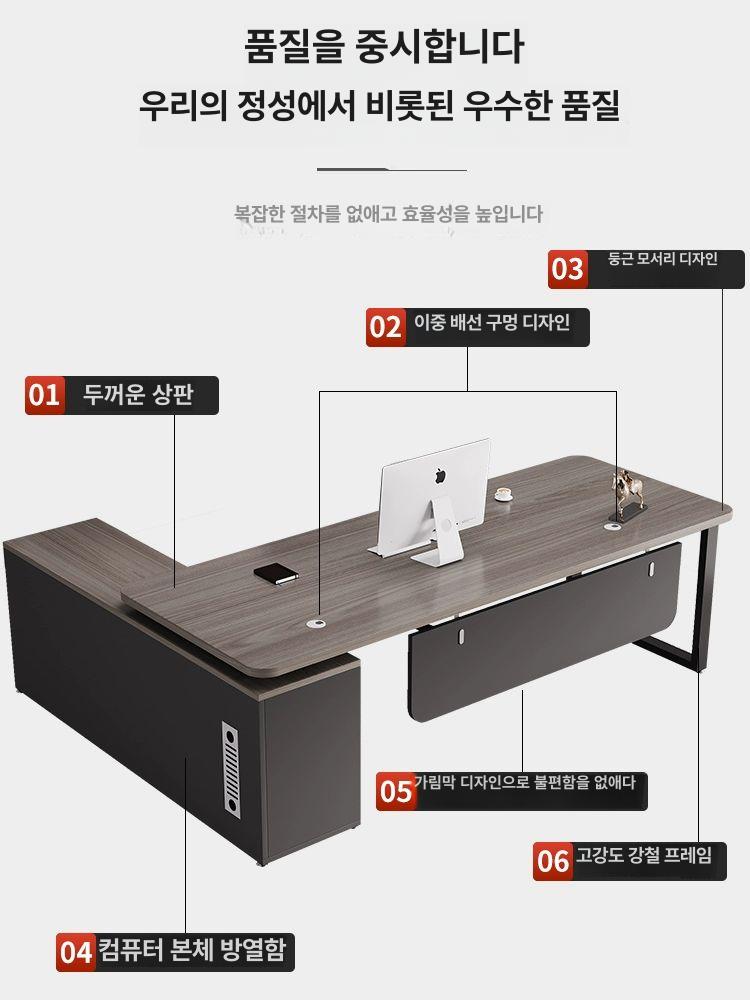 임원 책상 사무실 고급 회장님 중역책상 중역 서재 세트 컴퓨터 대표실 회장 대표 임원책상 - 상세 이미지 2