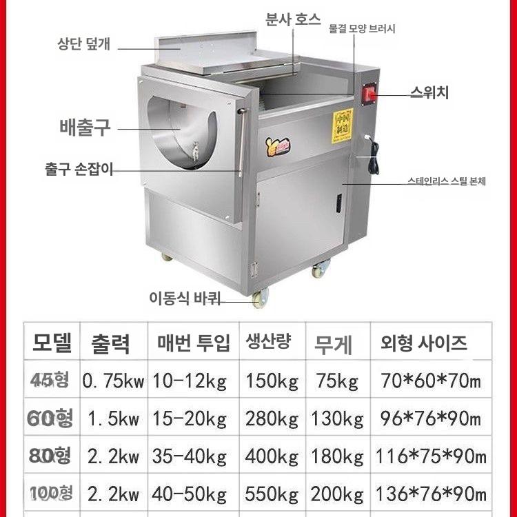 조개세척기 어패류 껍질제거 횟집 자동 대형 바지락 조개 대용량 굴 꼬막 세척기 석회 새우 - 상세 이미지 3