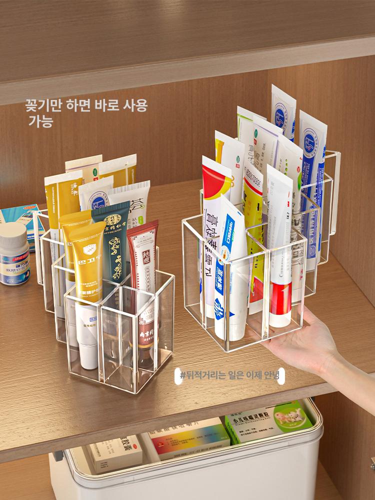 연고 튜브형 약품 투명 수납 보관함 아크릴 정리함 약 선반 세트 공병함 주름 - 상세 이미지 4
