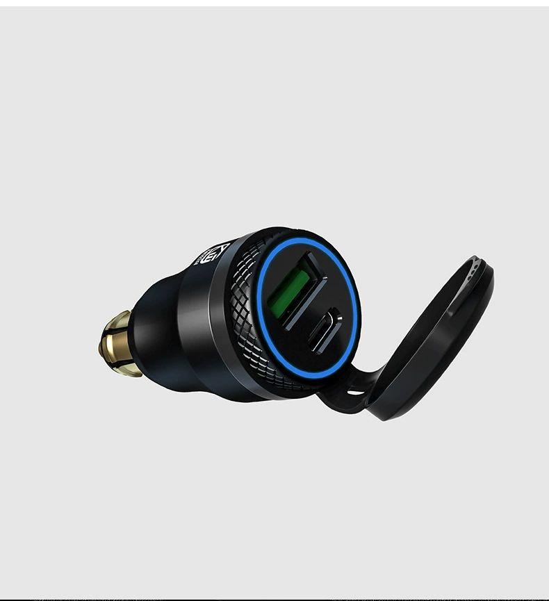 차량용 유럽형 시거잭 USB 어댑터 오토바이 소켓 스위치 충전기 유럽식 - 상품 이미지