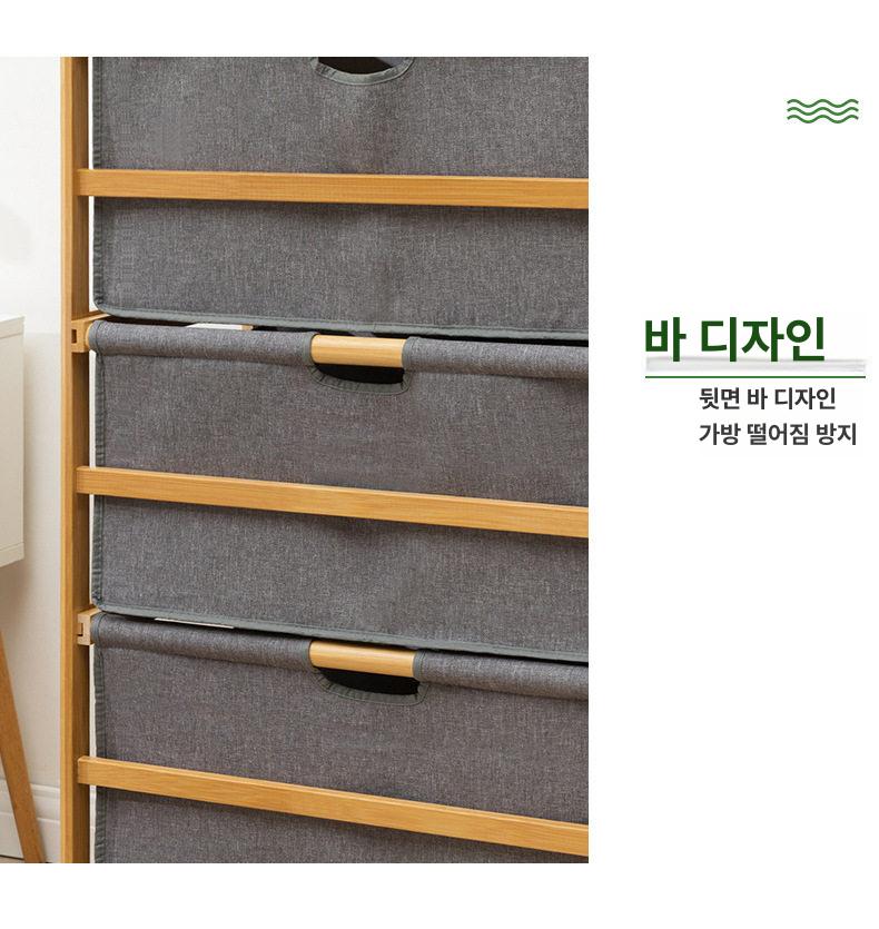 3단 세탁 바구니 수납 원목 통기성 이동식 화장실 - 상세 이미지 2