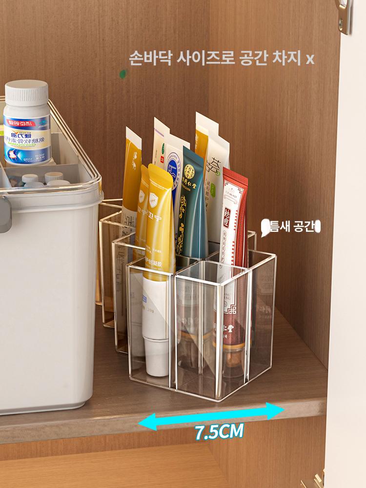 연고 튜브형 약품 투명 수납 보관함 아크릴 정리함 약 선반 세트 공병함 주름 - 상세 이미지 3