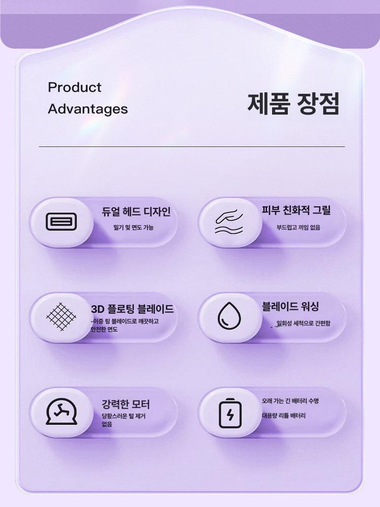 여성용 바디트리머 겨드랑이 솜털 제거기 전신 면도기 가정용 핑크 - 상세 이미지 4
