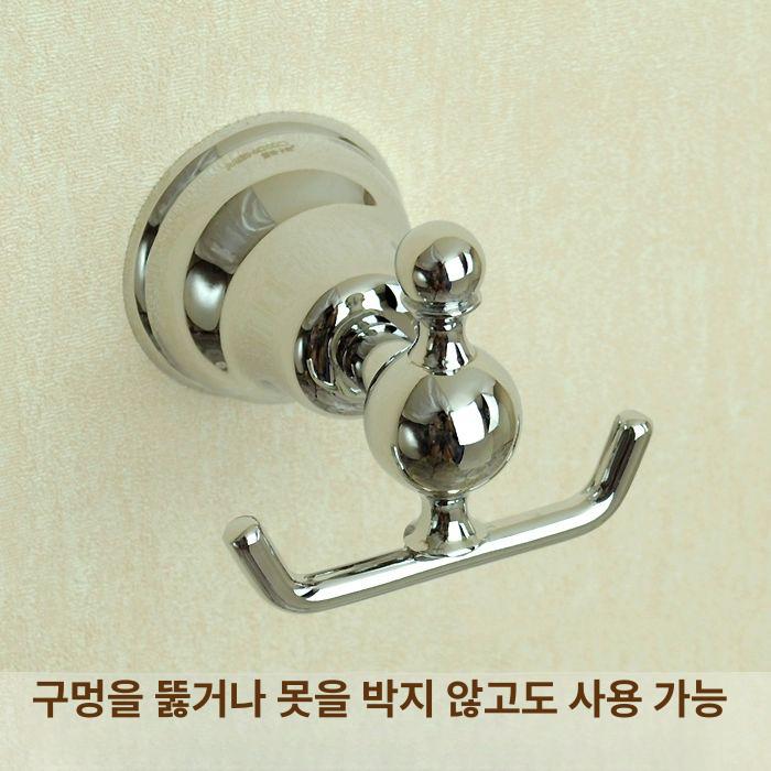 실버후크 벽걸이 무타공 화장실 욕실 유럽식 수건걸이 크리스탈 소형 방수 소품걸이 강력 - 상세 이미지 2