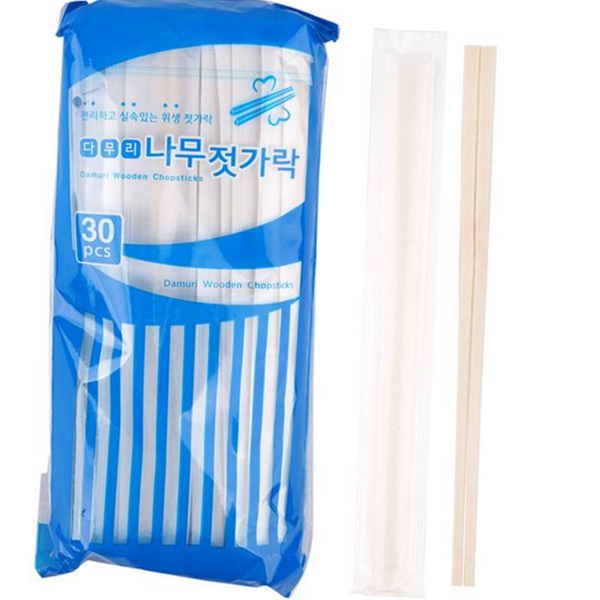 위생 일회용 나무 젓가락 개별포장 젓가락 종이 자작 - 상품 이미지